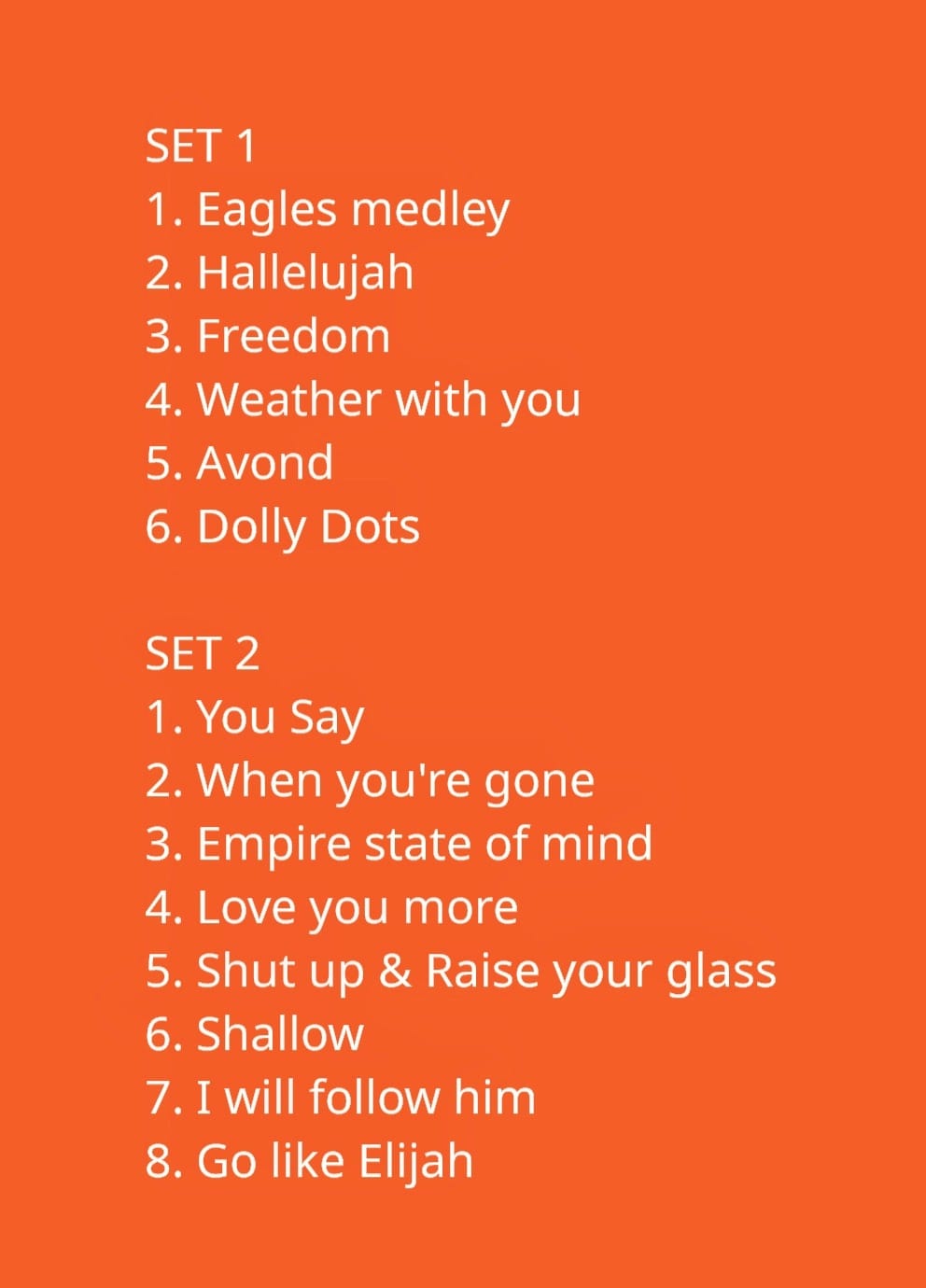 Setlist Joy terrasconcert