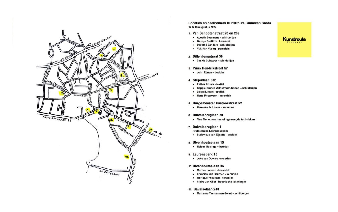 Plattegrond Kunstroute Ginneken